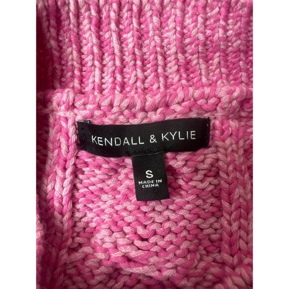 Kendall & Kylie Womens S Pink Cable Knit Cropped Cardigan Sweater Cotton Blend - Picture 4 of 7